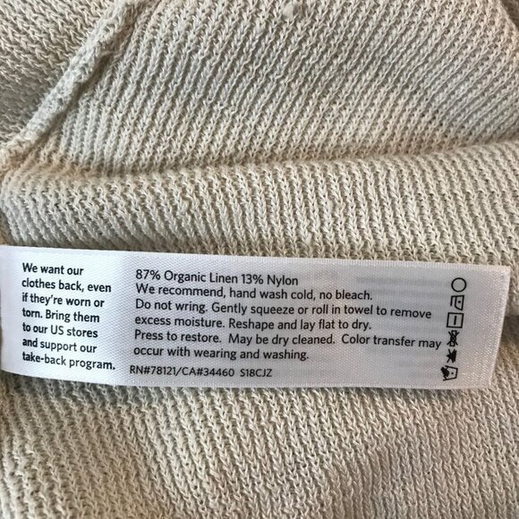 Eileen Fisher 97% Organic Linen Open Cream Cardigan Size M - Picture 8 of 8
